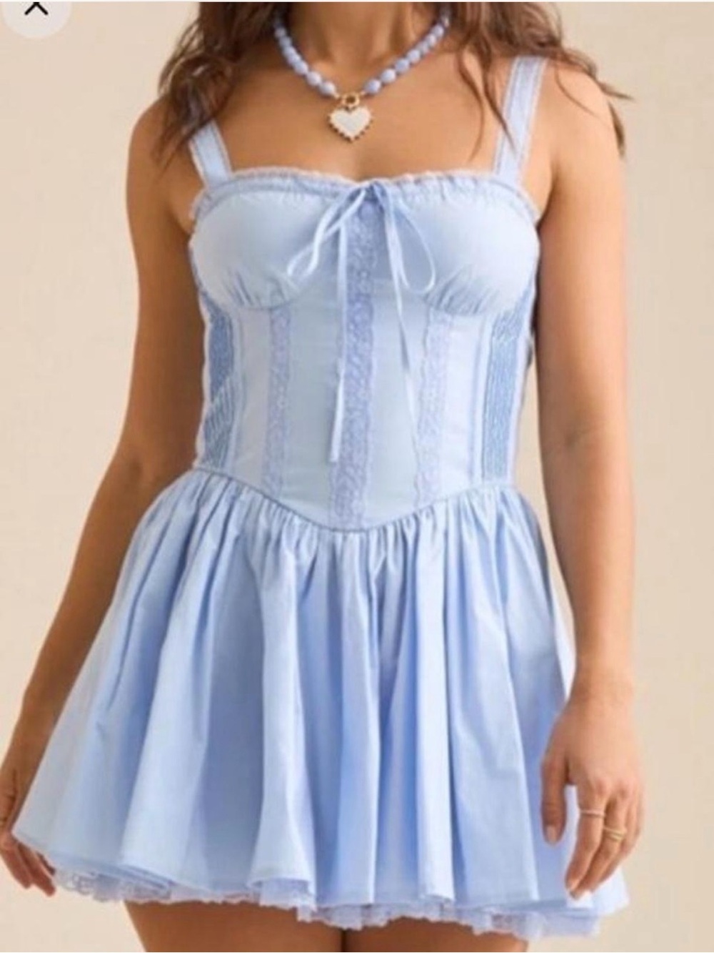 Altar'd State Light Blue Corset Babydoll Chemise